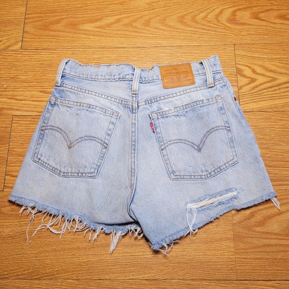 Levi's Light Blue Distressed Jean Shorts - Picture 9 of 12